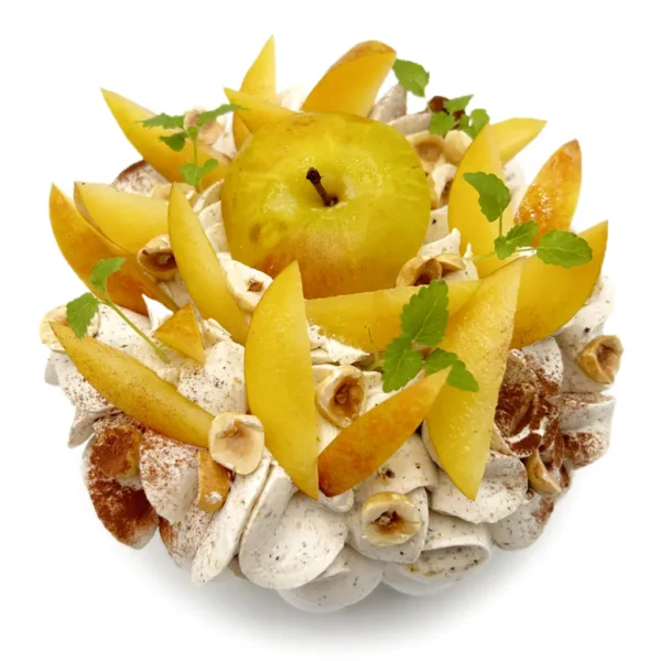 Pavlova à partager Praliné noisette – abricot – prunes jaunes de pavlovas Joël MAIER, photo N°1