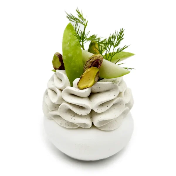 Pavlova individuelle Pomme verte aneth – Praliné de pistaches par Pavlovas Joël Maier – Photo N°1