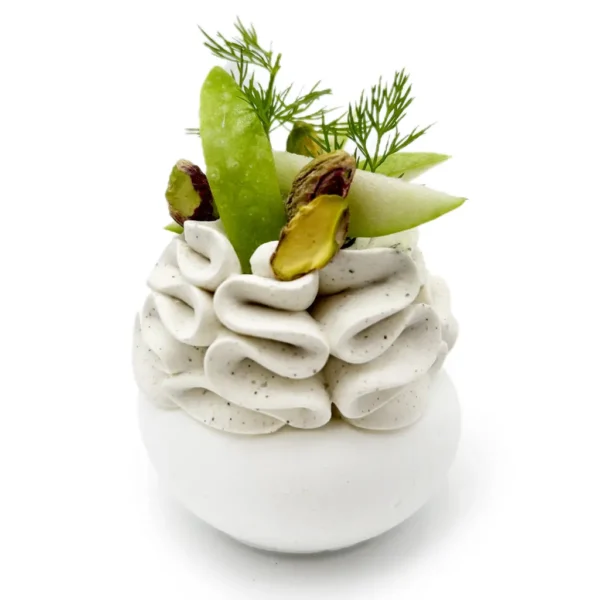 Pavlova individuelle Pomme verte aneth – Praliné de pistaches par Pavlovas Joël Maier – Photo N°2