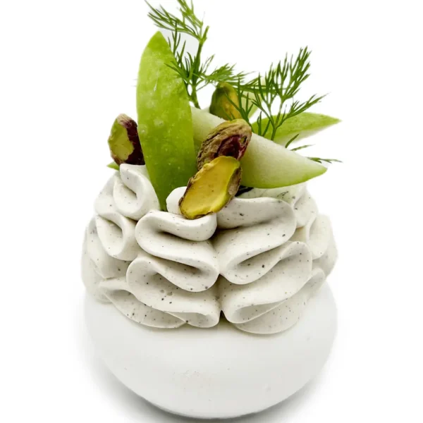 Pavlova individuelle Pomme verte aneth – Praliné de pistaches par Pavlovas Joël Maier – Photo N°3