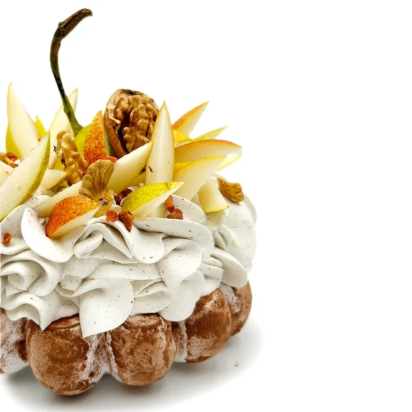 Pavlova Poire – Praliné Noix / Amandes – Vanille, par Pavlovas Joël Maier – Photo N°5